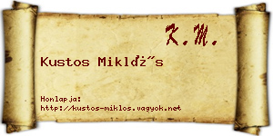 Kustos Miklós névjegykártya